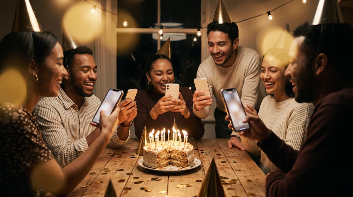 Amici che festeggiano un compleanno