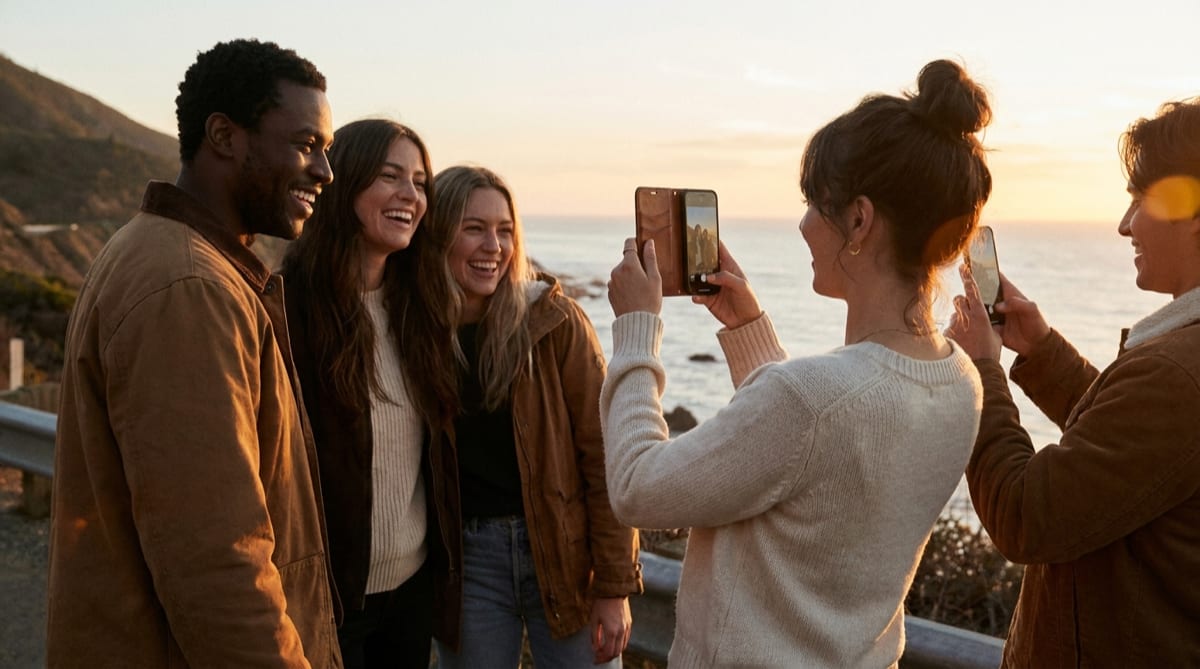 Amis en voyage qui capturent des moments